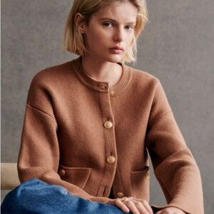Sezane Valerio Camel Button-Up Jacket ( Sezane cardigan )